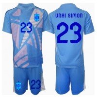 Camiseta España Unai Simon #23 Portero Primera Equipación Replica Eurocopa 2024 para niños mangas cortas (+ Pantalones cortos)